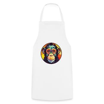 Chimpanzee Colorful Watercolor Animal Illustration - Cooking Apron - white - Front - AI Model Male 185 dark (185cm)