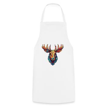 Moose Colorful Watercolor Animal Pet Illustration - Cooking Apron - white - Front - AI Model Male 185 dark (185cm)