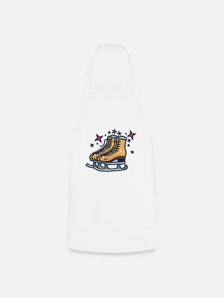 Schlittschuhe - Kochschürze - Weiß