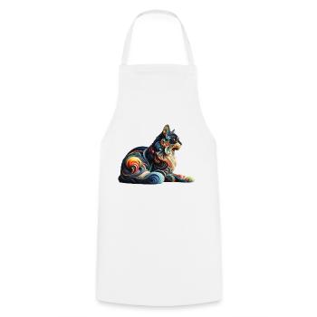 Chat abstrait coloré - Tablier de cuisine - blanc - Devant - AI Model Male 185 dark (185cm)