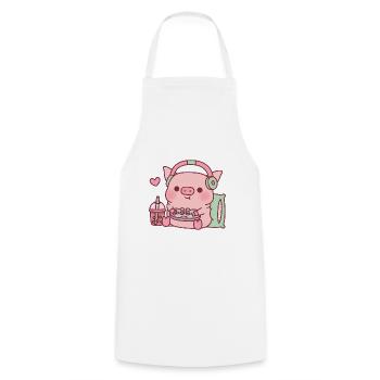 Cute Gamer Pig Loves Playing Video Games - Cooking Apron - white - Front - AI Model Male 185 dark (185cm)