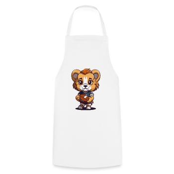 Mignon lion mascotte d’animal de football américain - Tablier de cuisine - blanc - Devant - AI Model Male 185 dark (185cm)