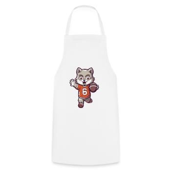 Mascotte mignonne d’animaux de football américain raton laveur - Tablier de cuisine - blanc - Devant - AI Model Male 185 dark (185cm)