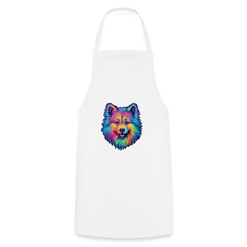 Keeshond Dog Breed Cartoon Kawaii Illustration - Cooking Apron - white - Front - AI Model Male 185 dark (185cm)