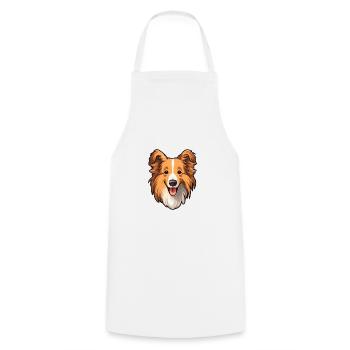 Sheltie Dog Breed Cartoon Kawaii Illustration - Cooking Apron - white - Front - AI Model Male 185 dark (185cm)