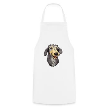 Scottish Deerhound Hunderasse Cartoon Kawaii Illust - Kochschürze - Weiß - Vorne - AI Model Male 185 dark (185cm)