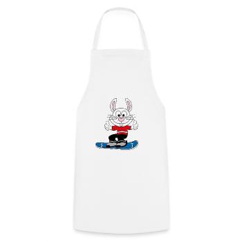 SCHNEEHASE - SNOWBOARD - TIERISCH GUT - Kochschürze - Weiß - Vorne - AI Model Male 185 dark (185cm)
