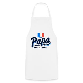 Papa Français Authentique - Cadeau Fête des Pères - Tablier de cuisine - blanc - Devant - AI Model Male 185 dark (185cm)