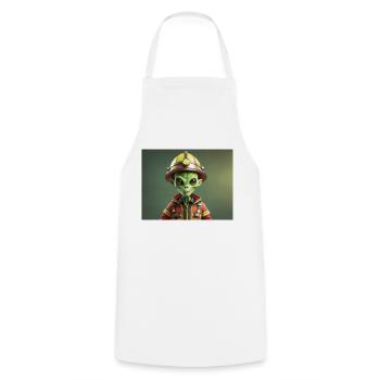 niedliche kleine grüne Retro Vintage Alien Feuerwehrmann - Kochschürze - Weiß - Vorne - AI Model Male 185 dark (185cm)