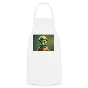 niedliche kleine grüne Retro Vintage Alien Feuerwehrmann - Kochschürze - Weiß - Vorne - AI Model Male 185 dark (185cm)