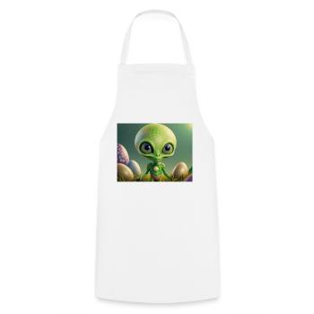 cute little green retro alien with easter eggs - Cooking Apron - white - Front - AI Model Male 185 dark (185cm)