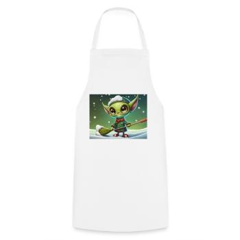 cute little green retro alien shoveling snow - Cooking Apron - white - Front - AI Model Male 185 dark (185cm)