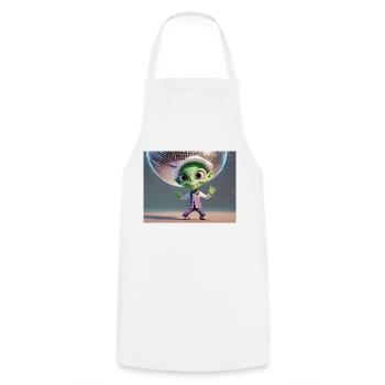 cute little green retro vintage alien dancing - Cooking Apron - white - Front - AI Model Male 185 dark (185cm)