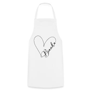 Bianka Name Heart Line - Cooking Apron - white - Front - AI Model Male 185 dark (185cm)