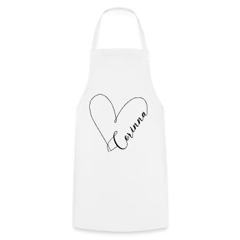 Corinna Name Heart Line - Cooking Apron - white - Front - AI Model Male 185 dark (185cm)