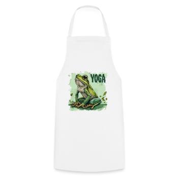 Yoga Frosch Entspannung Chillen Meditation - Kochschürze - Weiß - Vorne - AI Model Male 185 dark (185cm)