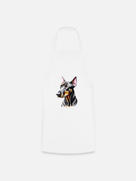 Dobermann Hund Illustration - Kochschürze - Weiß