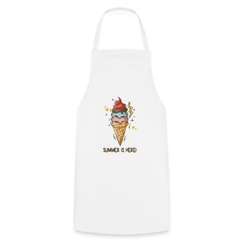 Eis Summer is here Eiscreme Eisdiele Sommerzeit - Kochschürze - Weiß - Vorne - AI Model Male 185 dark (185cm)