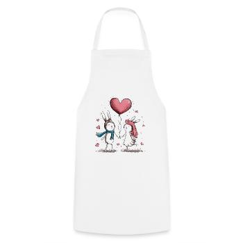 Drôle Lapin Couple Aimant Couple Saint Valentin - Tablier de cuisine - blanc - Devant - AI Model Male 185 dark (185cm)