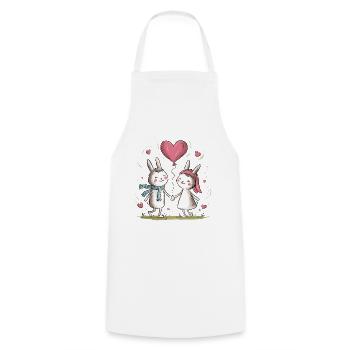 Drôle Lapin Couple Aimant Couple Saint Valentin - Tablier de cuisine - blanc - Devant - AI Model Male 185 dark (185cm)