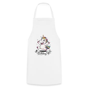 Licorne 5e anniversaire fille cadeau créatures mythiques - Tablier de cuisine - blanc - Devant - AI Model Male 185 dark (185cm)