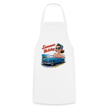 Vacances Cabrio Ride Lifestyle Années 1950 1960 - Tablier de cuisine - blanc - Devant - AI Model Male 185 dark (185cm)