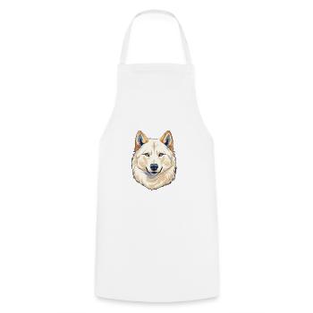 Jindo Dog Breed Watercolor Cartoon Kawaii Colorful - Cooking Apron - white - Front - AI Model Male 185 dark (185cm)