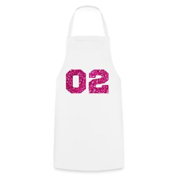 Numéro 2 paillettes rose -2e anniversaire - Tablier de cuisine - blanc - Devant - AI Model Male 185 dark (185cm)
