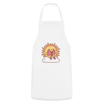 Cute Sun Reading A Book On A Cloud - Cooking Apron - white - Front - AI Model Male 185 dark (185cm)