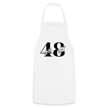 Number 48 Black Floral - 48th Floral Birthday - Cooking Apron - white - Front - AI Model Male 185 dark (185cm)