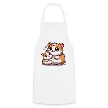 Loving Hamster Parent with Child - Cooking Apron - white - Front - AI Model Male 185 dark (185cm)