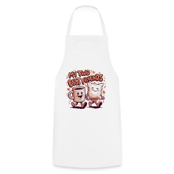 Tasse à café et oreiller Mes deux meilleurs amis - Tablier de cuisine - blanc - Devant - AI Model Male 185 dark (185cm)