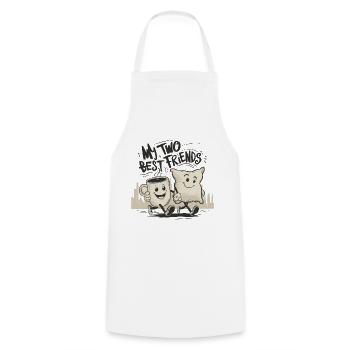 Tasse à café et oreiller Mes deux meilleurs amis - Tablier de cuisine - blanc - Devant - AI Model Male 185 dark (185cm)
