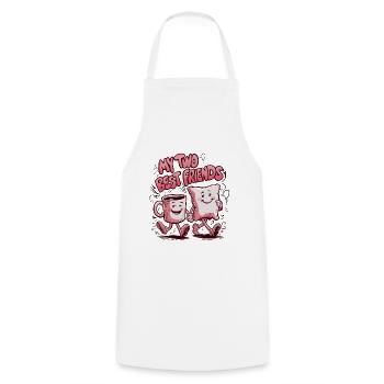 Tasse à café et oreiller Mes deux meilleurs amis - Tablier de cuisine - blanc - Devant - AI Model Male 185 dark (185cm)