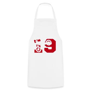 Moto 19 biker - Cooking Apron - white - Front - AI Model Male 185 dark (185cm)