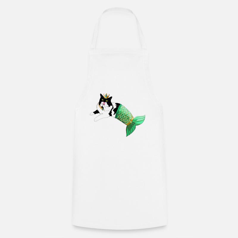 Chat sirène noir et blanc - Tablier de cuisine - blanc
