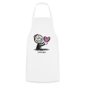 Stick figure with heart I LOVE YOU - Cooking Apron - white - Front - AI Model Male 185 dark (185cm)