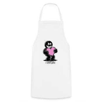 Stick figure with heart I LOVE YOU - Cooking Apron - white - Front - AI Model Male 185 dark (185cm)