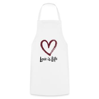 Cœur L’amour c’est la vie Saint-Valentin Dicton - Tablier de cuisine - blanc - Devant - AI Model Male 185 dark (185cm)