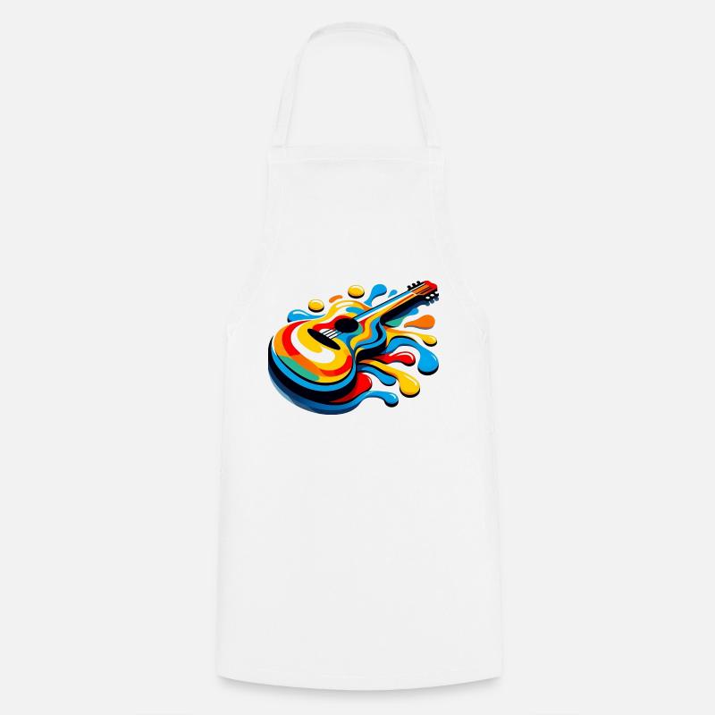 Melting Rainbow Guitar - Cooking Apron - white