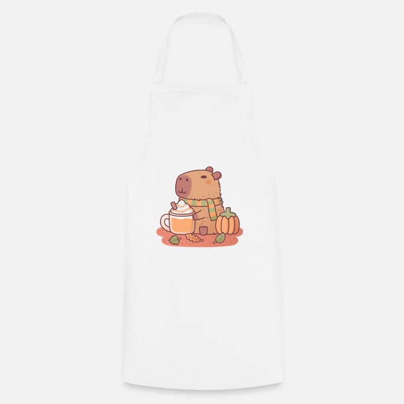 Sød Capybara Græskar Spice Latte Efterårssæson - Forklæde - hvid