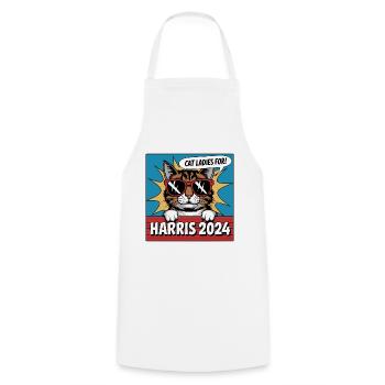 Cat Ladies For Kamala Harris 2024 USA Amerika - Kochschürze - Weiß - Vorne - AI Model Male 185 dark (185cm)