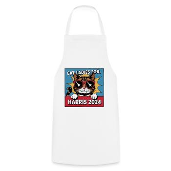 Cat Ladies For Kamala Harris 2024 USA Amerika - Kochschürze - Weiß - Vorne - AI Model Male 185 dark (185cm)