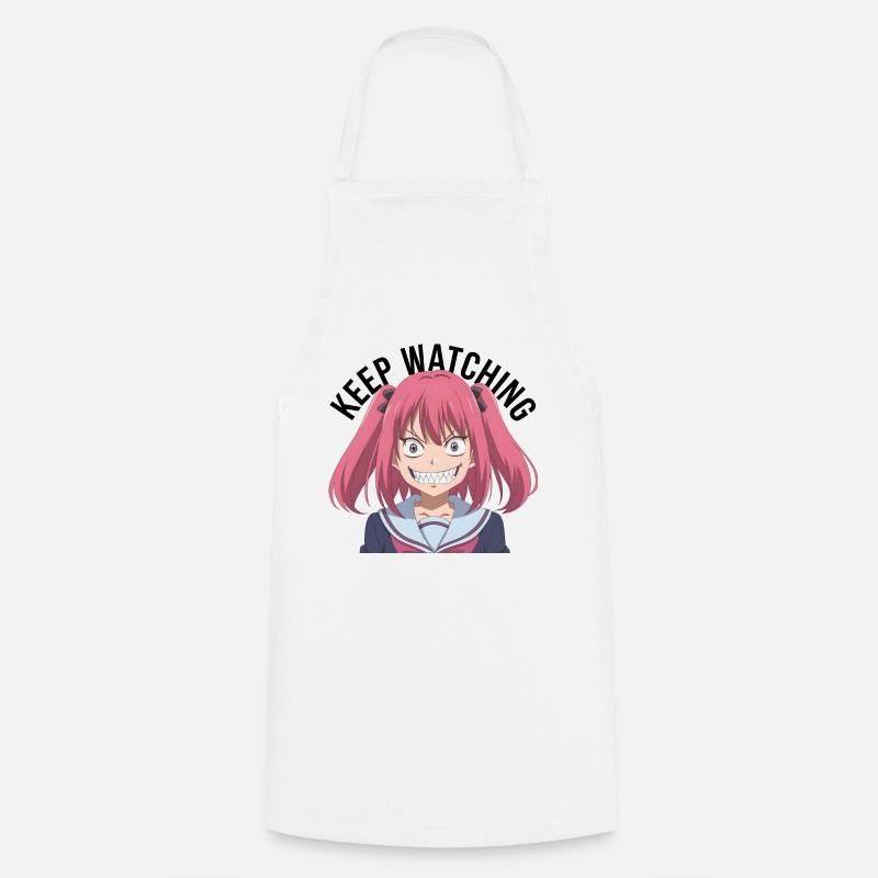 Keep watching, crazy, anime, pink hair, black text - Kochschürze - Weiß