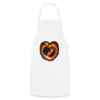 Flaming Love: Ein verspieltes Herz aus Feuer - Kochschürze - Weiß - Vorne - AI Model Male 185 dark (185cm)