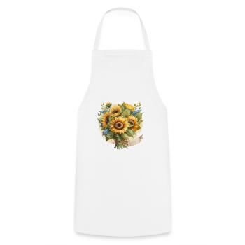 Sérénade de tournesol : un bouquet d’aquarelle - Tablier de cuisine - blanc - Devant - AI Model Male 185 dark (185cm)