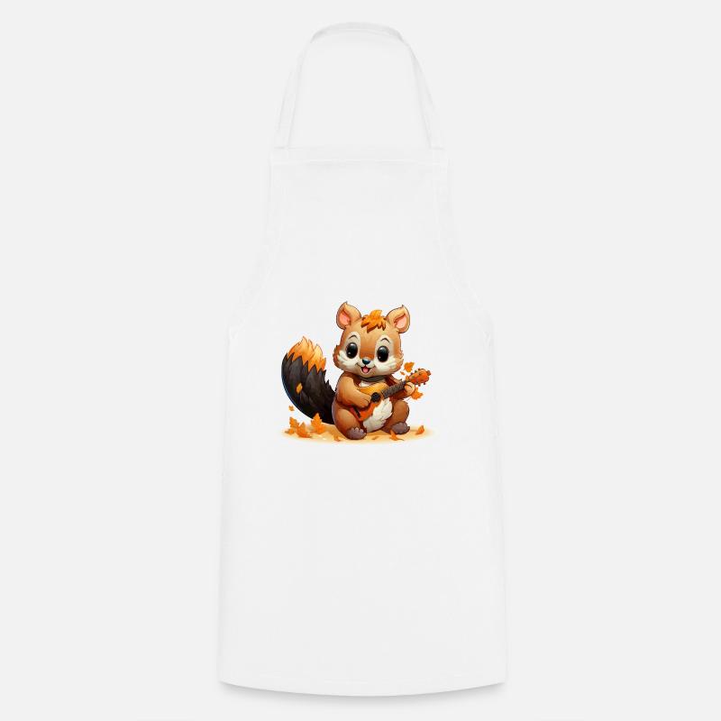 Das Akkordeon-Eichhörnchen - Kochschürze - Weiß