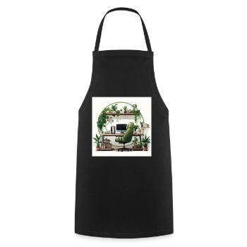 Bureau vert - Tablier de cuisine - noir - Devant - AI Model Male 185 dark (185cm)