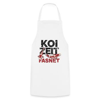 Koi Zeit Fasnet - Karneval Fasching - Kochschürze - Weiß - Vorne - AI Model Male 185 dark (185cm)