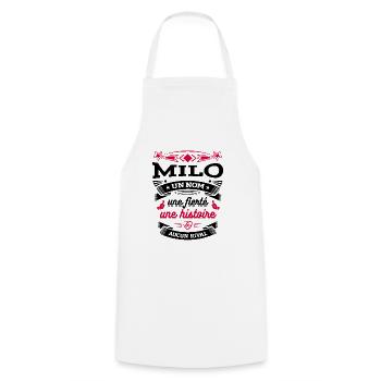 MILO UN NOM UNE FIERTÉ AUCUN RIVAL - Tablier de cuisine - blanc - Devant - AI Model Male 185 dark (185cm)